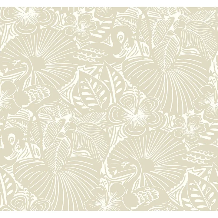 A-Street Prints Idalia Beige Floral Flamingo Wallpaper - SKU 4135-72713