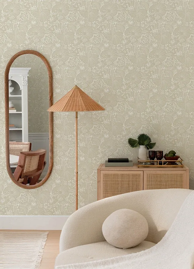 A-Street Prints Idalia Beige Floral Flamingo Wallpaper - SKU 4135-72713