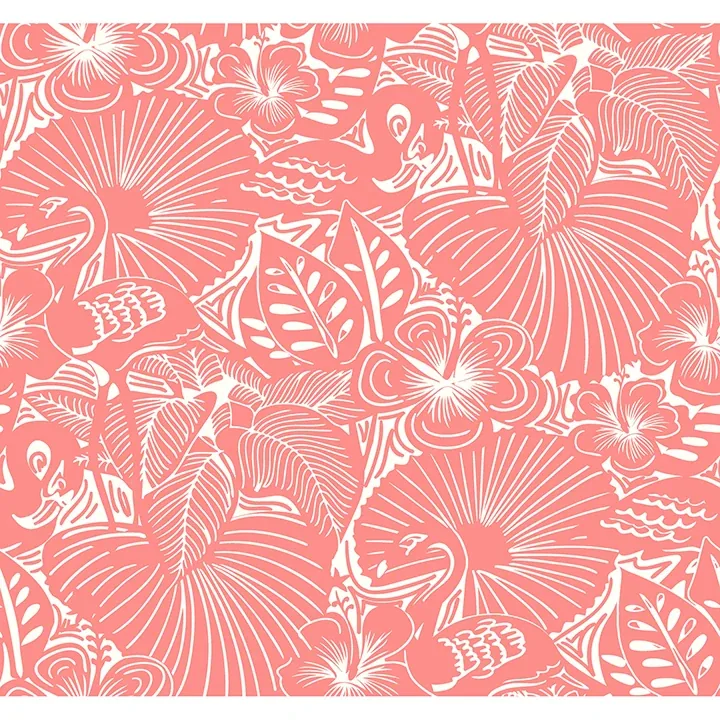 4135-72717 | Idalia Coral Floral Flamingo Wallpaper
