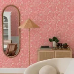 A-Street Prints Idalia Coral Floral Flamingo Wallpaper - SKU 4135-72717