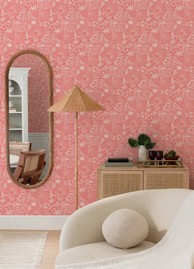 A-Street Prints Idalia Coral Floral Flamingo Wallpaper - SKU 4135-72717