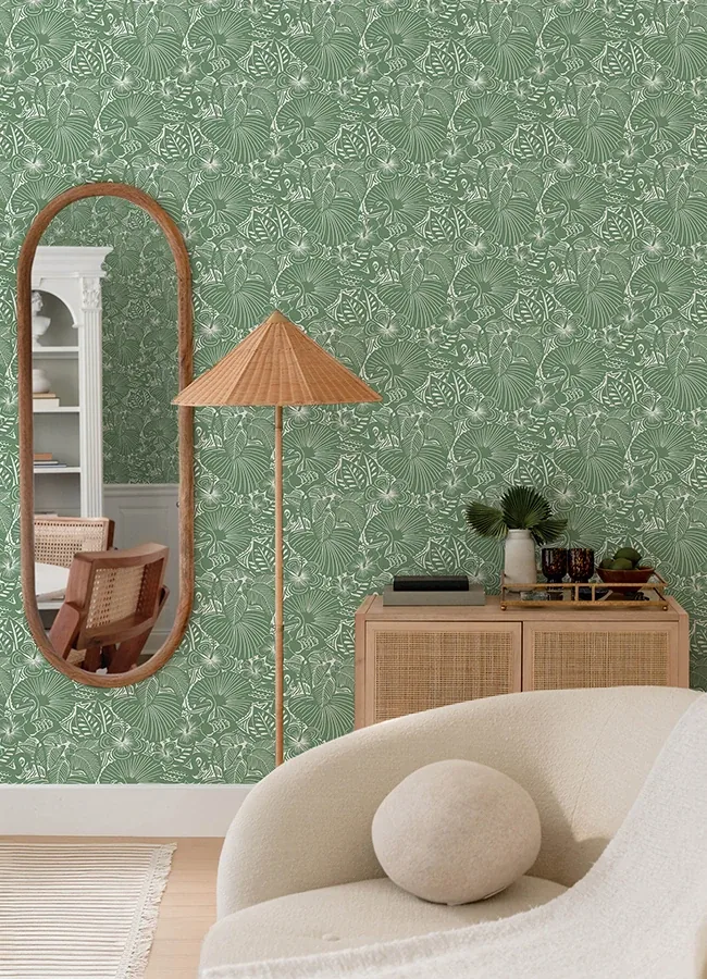 A-Street Prints Idalia Green Floral Flamingo Wallpaper - SKU 4135-72714