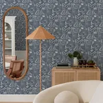 A-Street Prints Idalia Navy Floral Flamingo Wallpaper - SKU 4135-72716