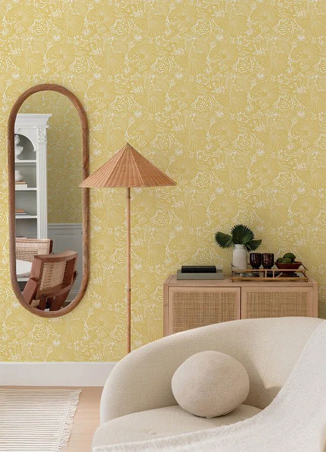 A-Street Prints Idalia Yellow Floral Flamingo Wallpaper - SKU 4135-72715