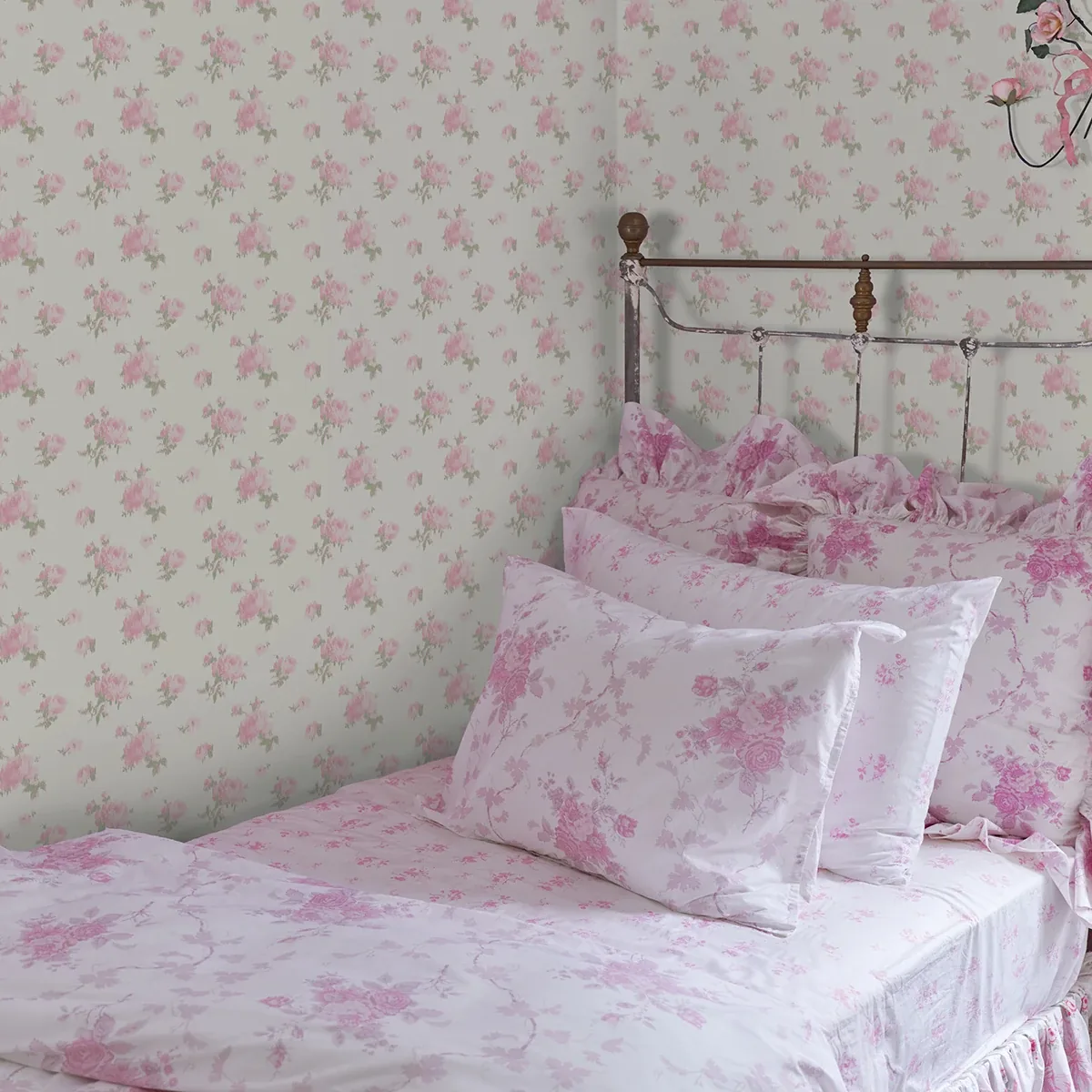 A-Street Prints Ikat Rose Tinted Petals Small Print Wallpaper - SKU AST4108