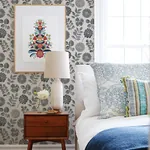A-Street Prints Inge Black Floral Block Print Wallpaper - SKU 4066-26534