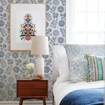 A-Street Prints Inge Denim Floral Block Print Wallpaper - SKU 4066-26532