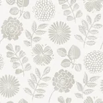 A-Street Prints Inge Light Grey Floral Block Print Wallpaper - SKU 4066-26533