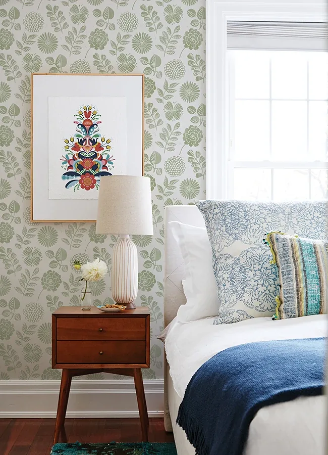 A-Street Prints Inge Moss Floral Block Print Wallpaper - SKU 4066-26531