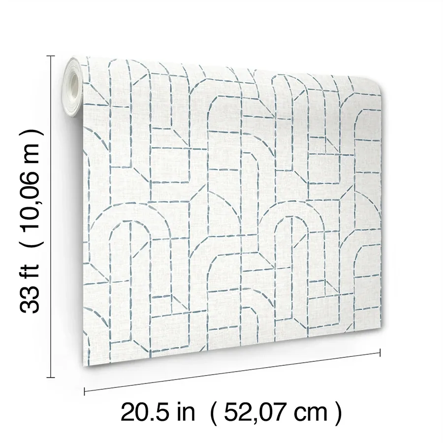 A-Street Prints Integrity Blue Arched Outlines Wallpaper - SKU 4146-27222
