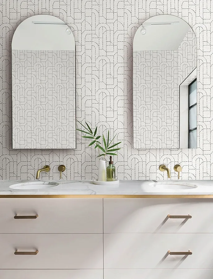 A-Street Prints Integrity Grey Arched Outlines Wallpaper - SKU 4146-27223