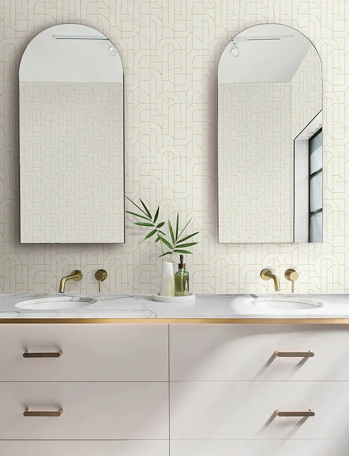 A-Street Prints Integrity Yellow Arched Outlines Wallpaper - SKU 4146-27219