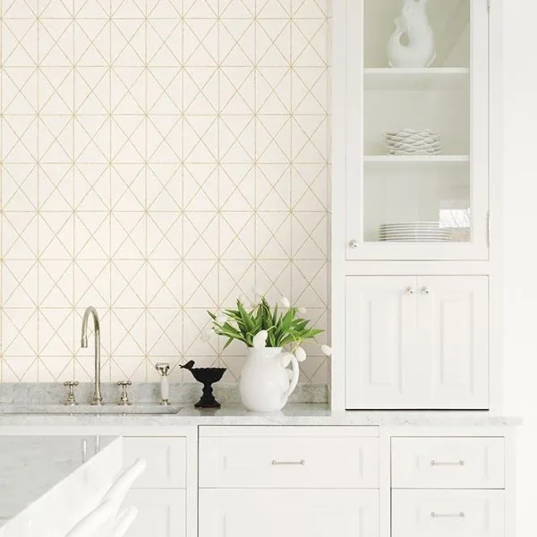 A-Street Prints Intersection Gold Geometric Wallpaper - SKU 2697-78002