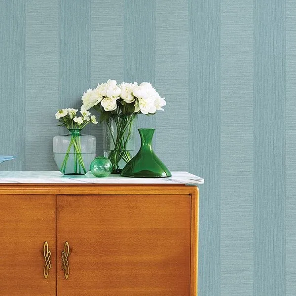 A-Street Prints Intrepid Aqua Faux Grasscloth Stripe Wallpaper - SKU 2908-25309