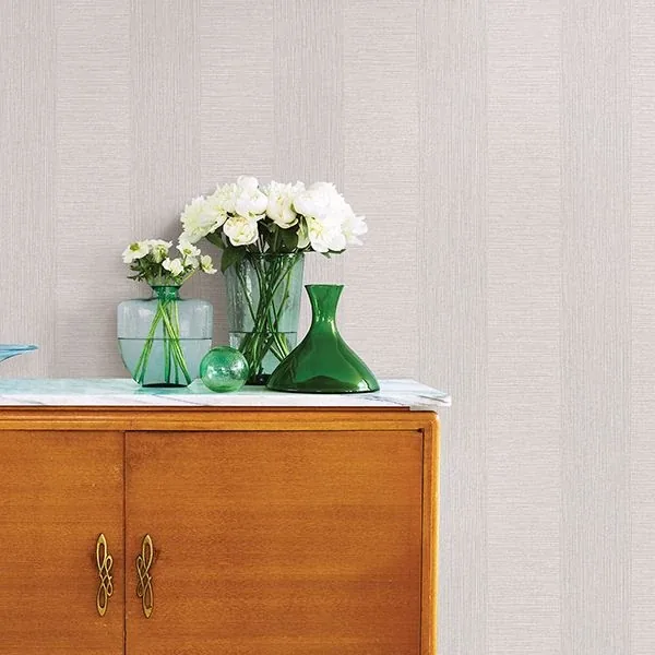 A-Street Prints Intrepid Light Grey Faux Grasscloth Stripe Wallpaper - SKU 2908-25305