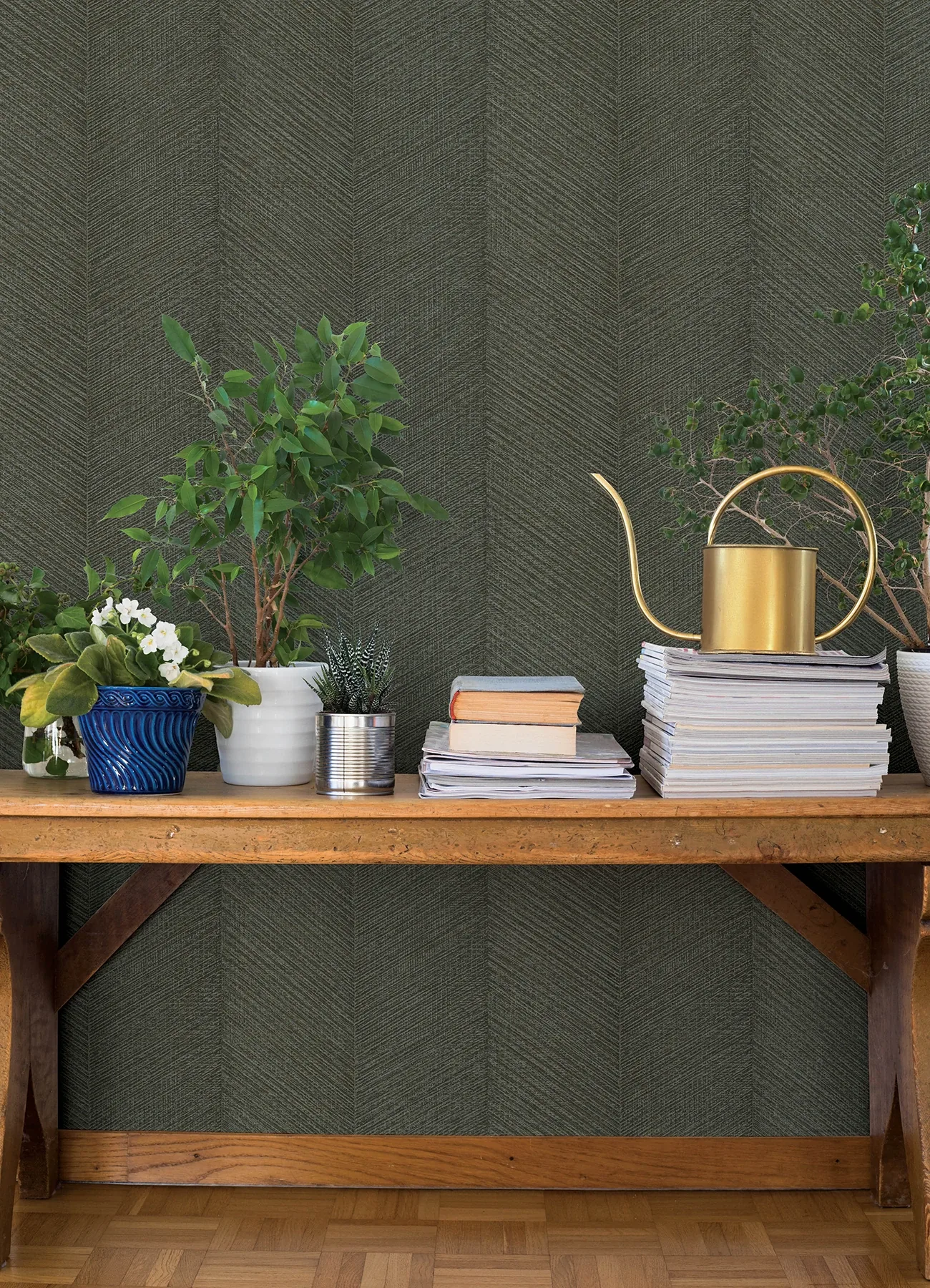 A-Street Prints Ione Evergreen Textured Chevron Wallpaper - SKU 4202-720303