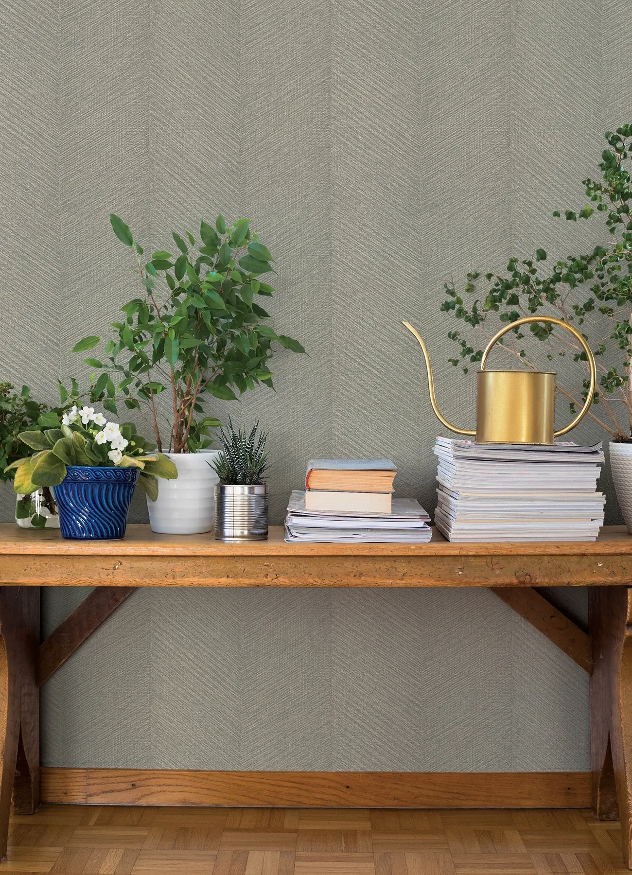 A-Street Prints Ione Grey Textured Chevron Wallpaper - SKU 4202-720358