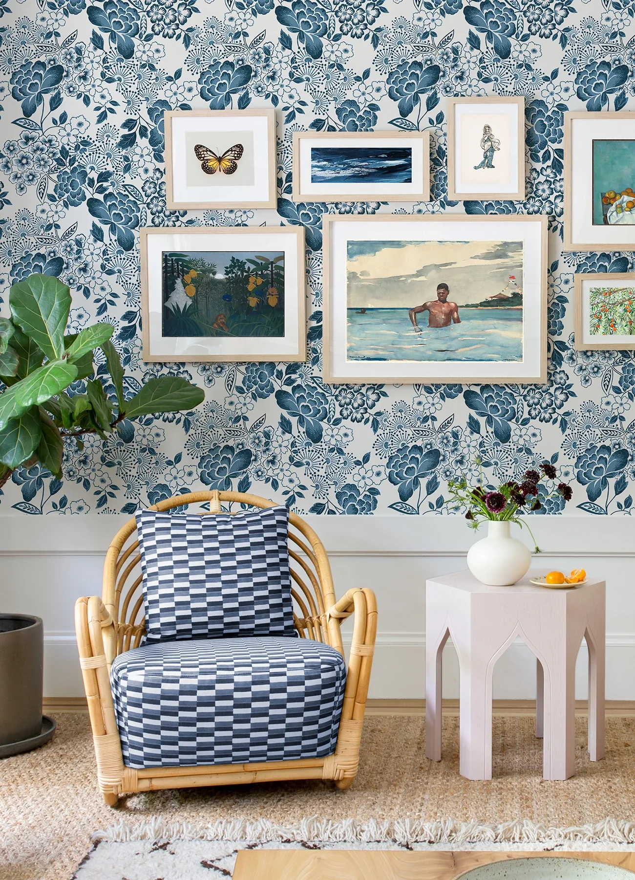 A-Street Prints Irina Blue Floral Blooms Wallpaper - SKU 4081-26304