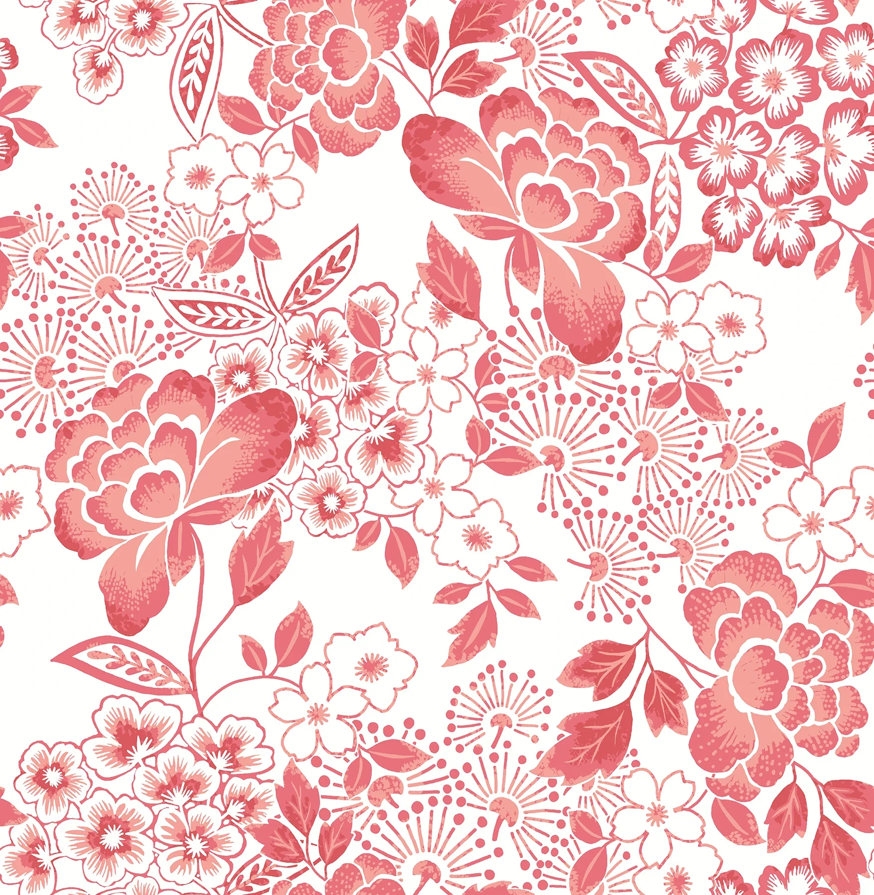 A-Street Prints Irina Coral Floral Blooms Wallpaper - SKU 4081-26301