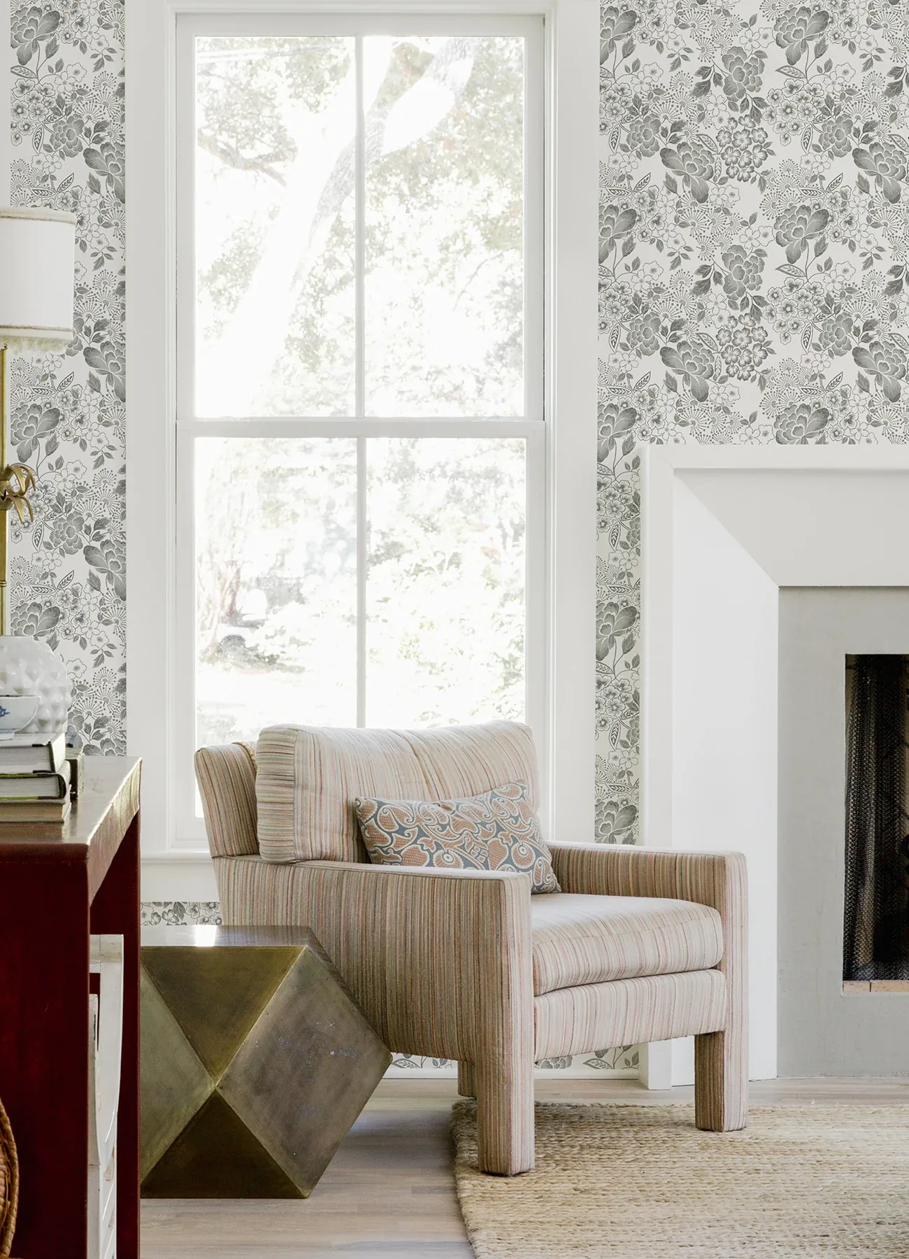 A-Street Prints Irina Grey Floral Blooms Wallpaper - SKU 4081-26303