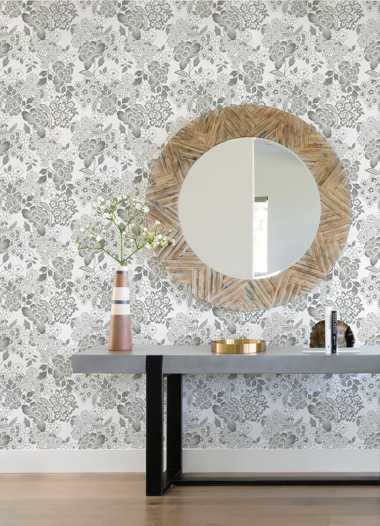 A-Street Prints Irina Grey Floral Blooms Wallpaper | Wallpaper Twins A-Street Prints Irina Grey Floral Blooms Wallpaper - SKU 4081-26303