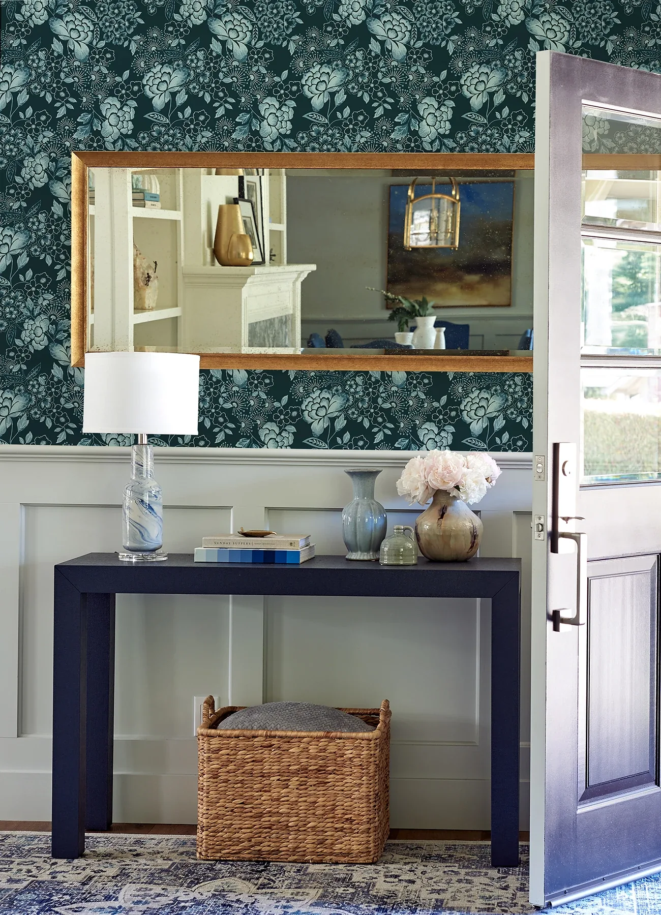 A-Street Prints Irina Navy Floral Blooms Wallpaper | Wallpaper Twins A-Street Prints Irina Navy Floral Blooms Wallpaper - SKU 4081-26300