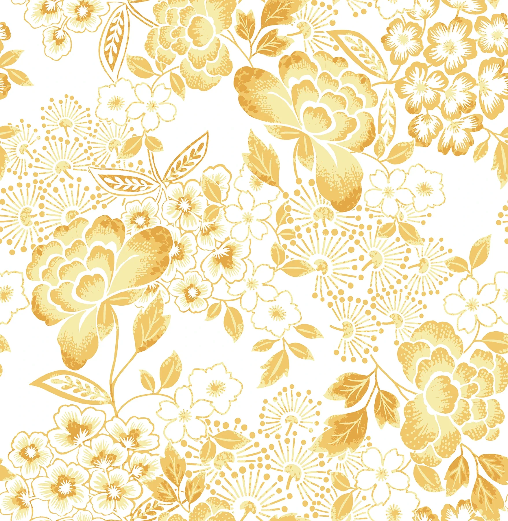 A-Street Prints Irina Yellow Floral Blooms Wallpaper - SKU 4081-26302