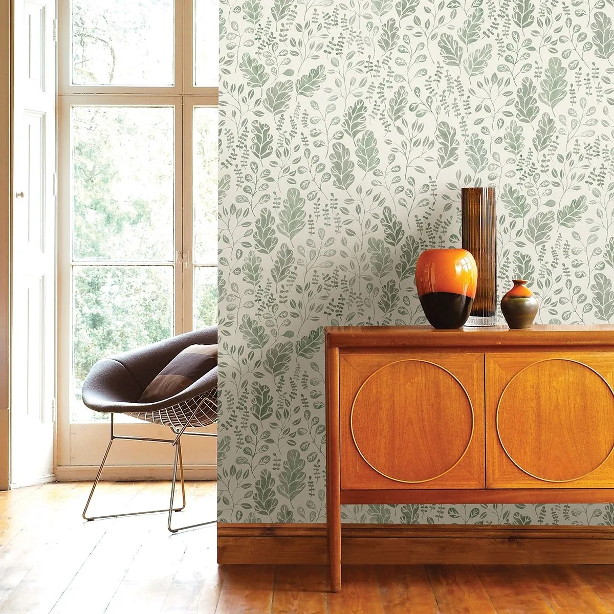 A-Street Prints Isha Green Leaf Wallpaper - SKU 2948-27014