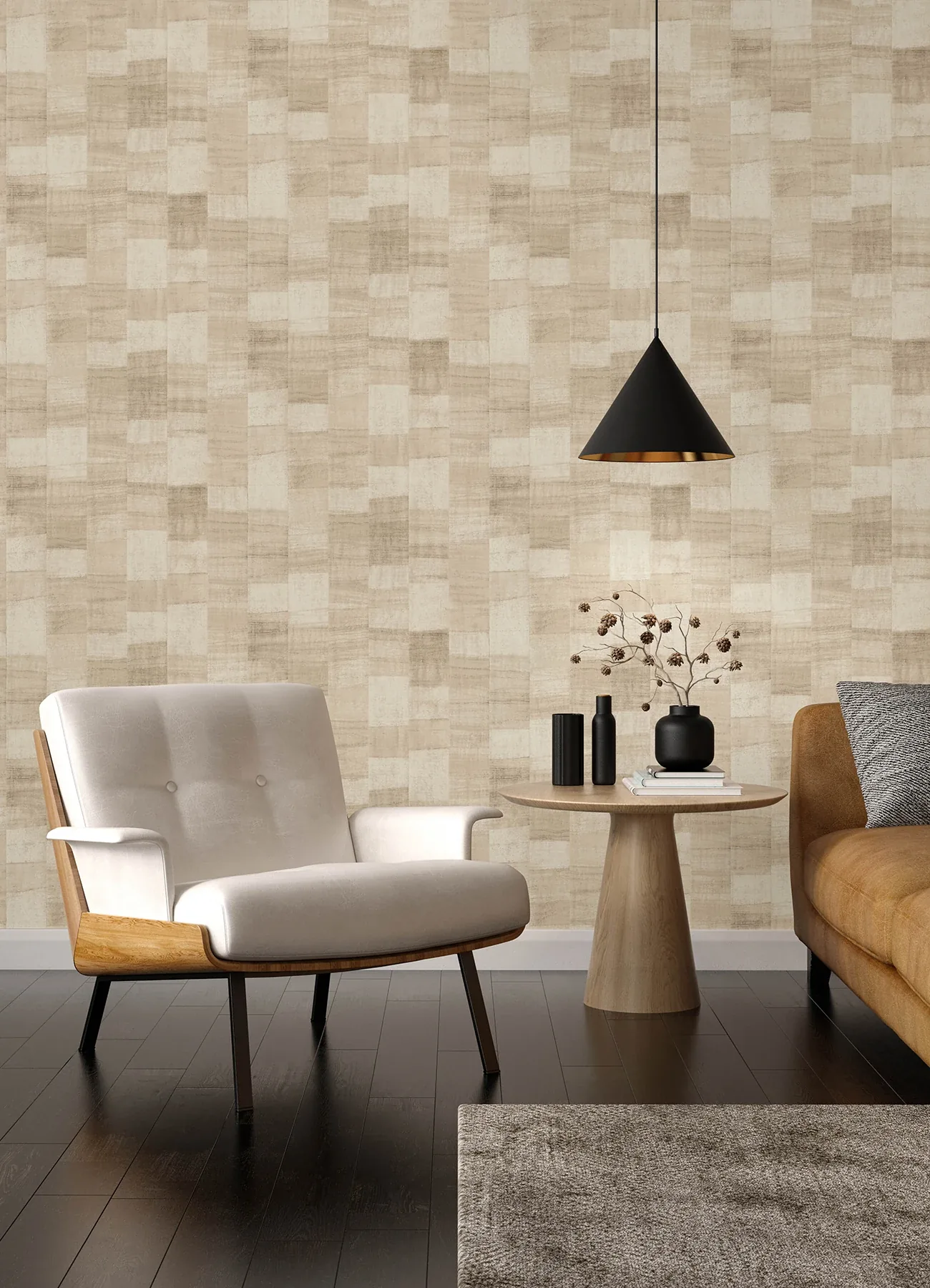 A-Street Prints Ivo Beige Block Stripe Wallpaper - SKU 4202-570953