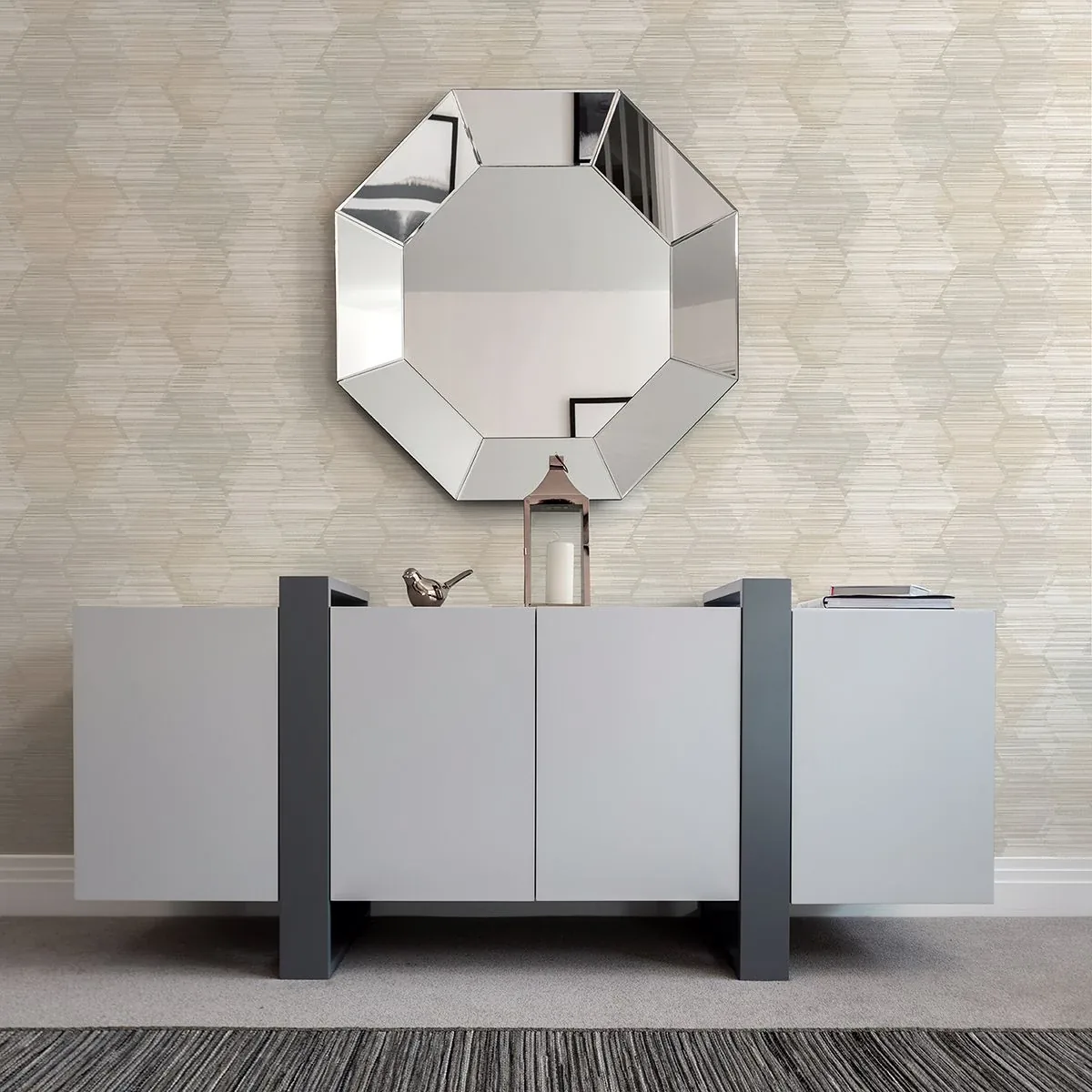 A-Street Prints Jabari Beige Geometric Faux Grasscloth Wallpaper - SKU 2949-60507
