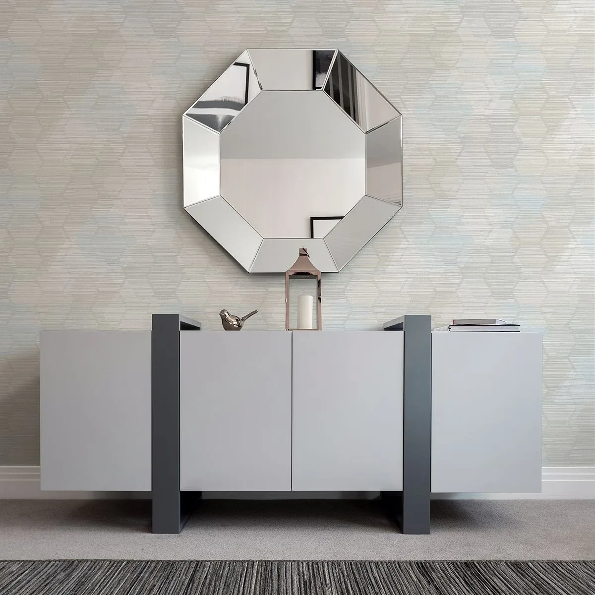 A-Street Prints Jabari Grey Geometric Faux Grasscloth Wallpaper - SKU 2949-60502