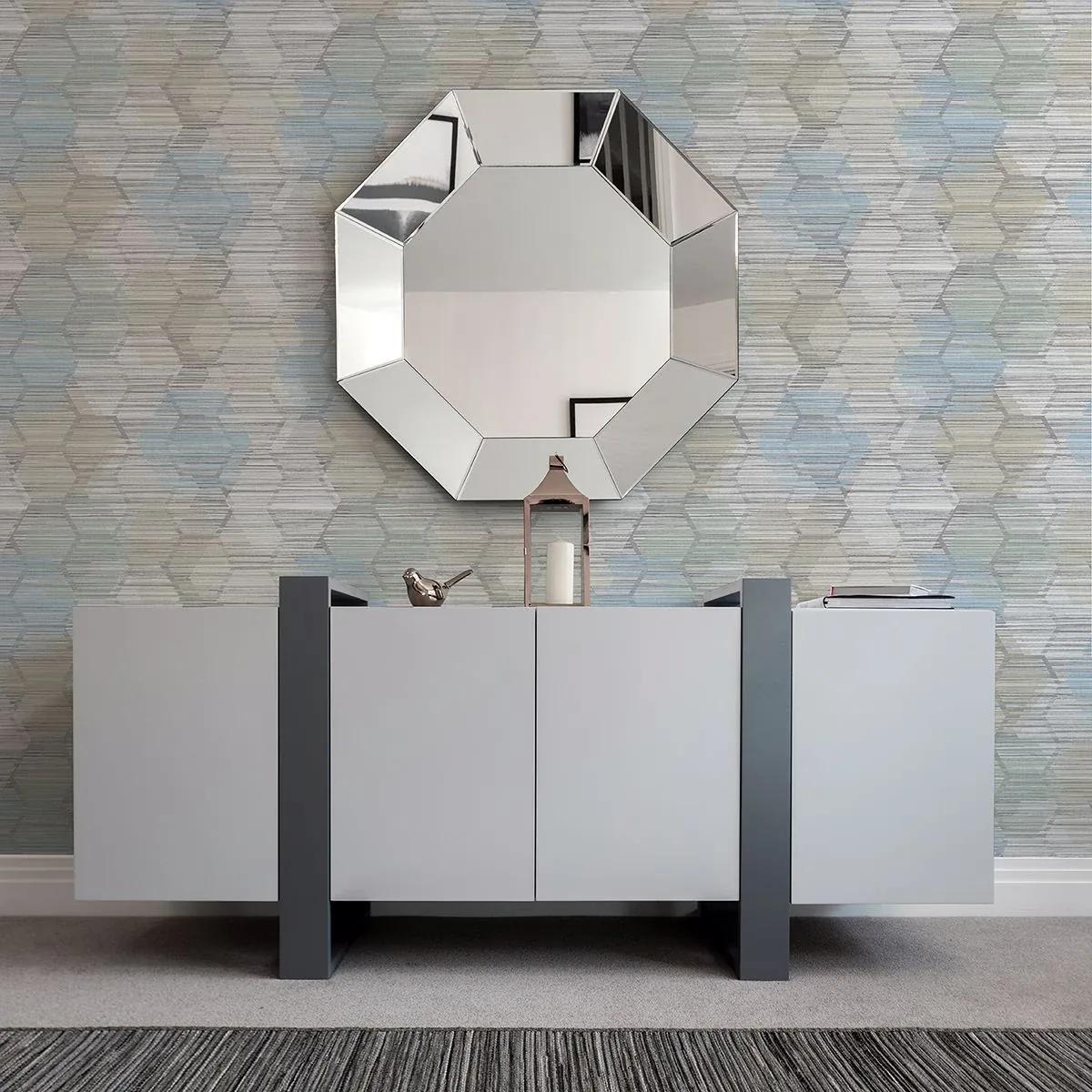 A-Street Prints Jabari Light Blue Geometric Faux Grasscloth Wallpaper - SKU 2949-60512
