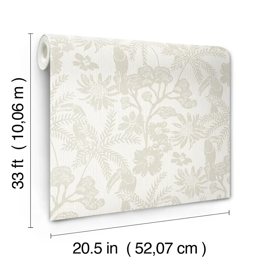 A-Street Prints Jacaranda Taupe Tropical Trail Wallpaper - SKU 4146-27246