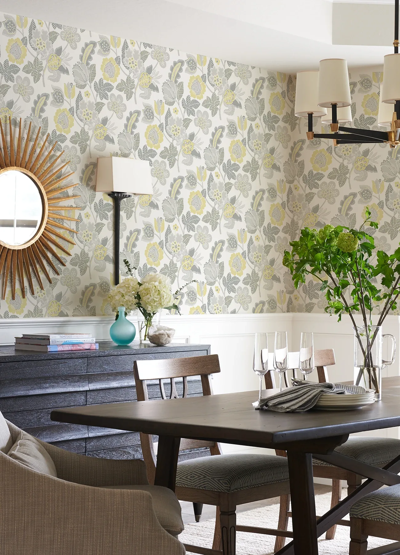 A-Street Prints Jana Light Grey Jacobean Wallpaper - SKU 4081-26341