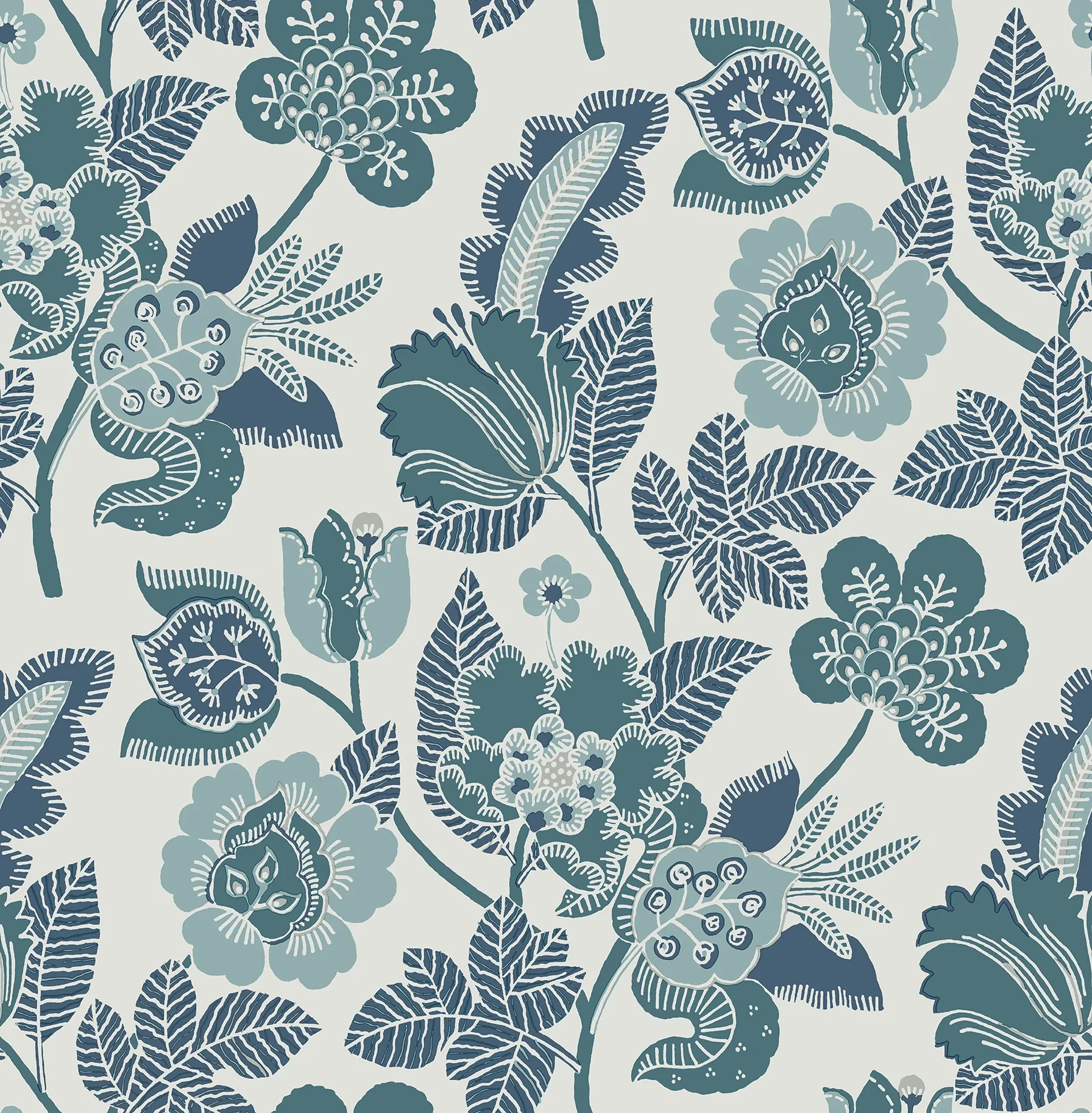 4081-26340 | Jana Teal Jacobean Wallpaper