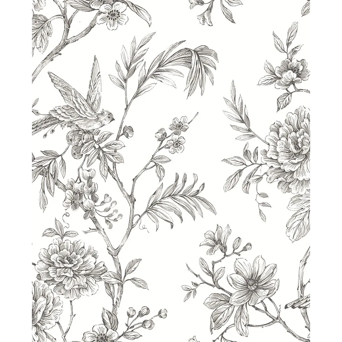 A-Street Prints Jessamine Grey Floral Trail Wallpaper - SKU 2763-24237