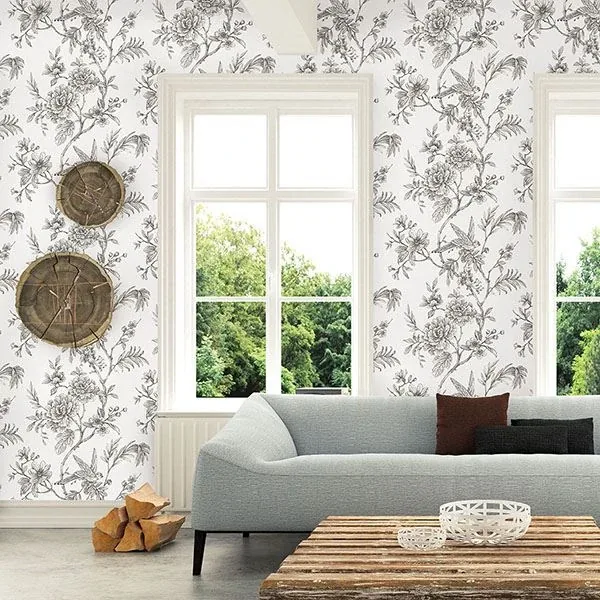 A-Street Prints Jessamine Grey Floral Trail Wallpaper | Wallpaper Twins A-Street Prints Jessamine Grey Floral Trail Wallpaper - SKU 2763-24237
