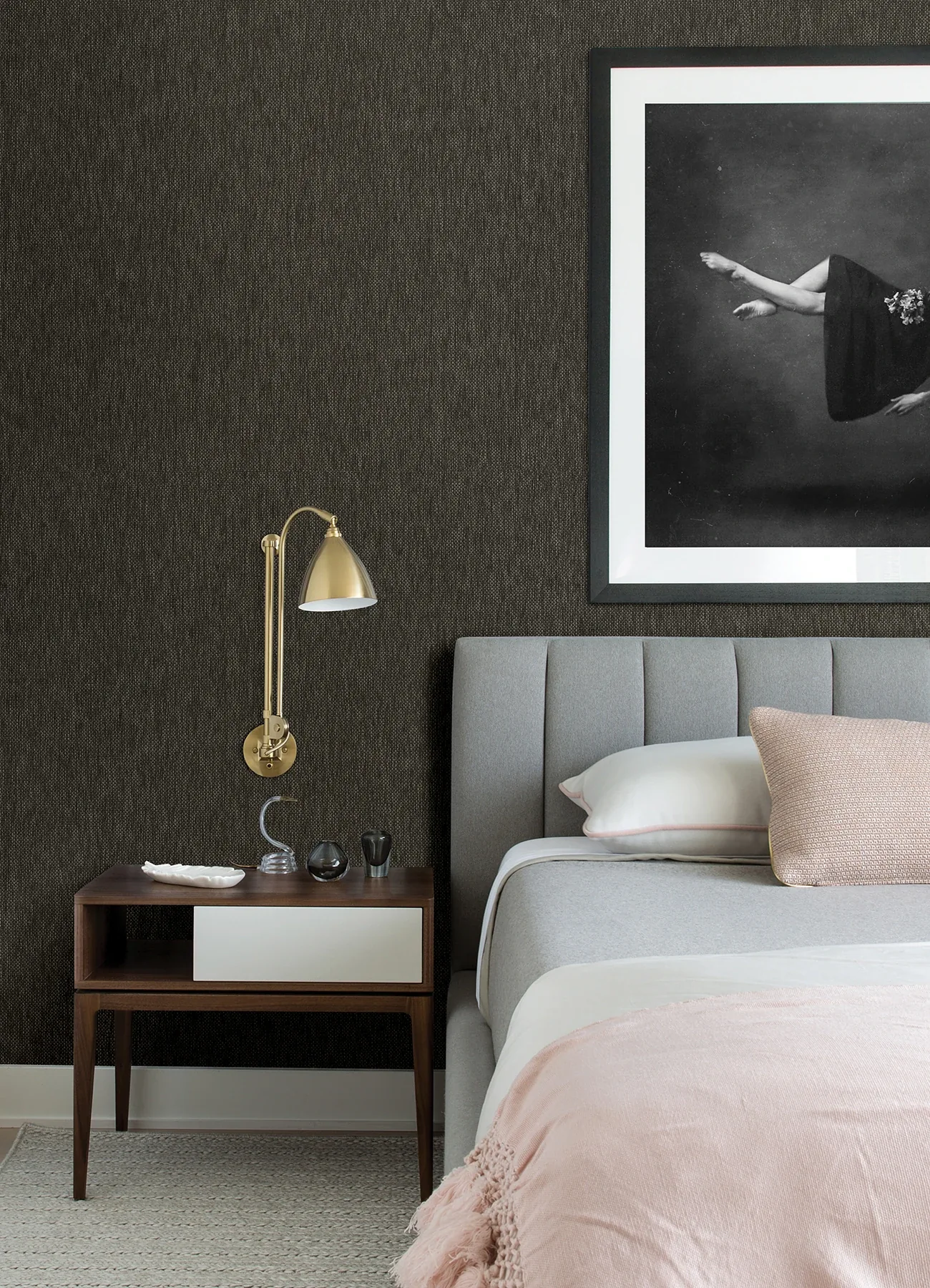 A-Street Prints Jia Charcoal Paper Weave Wallpaper - SKU 2923-86141