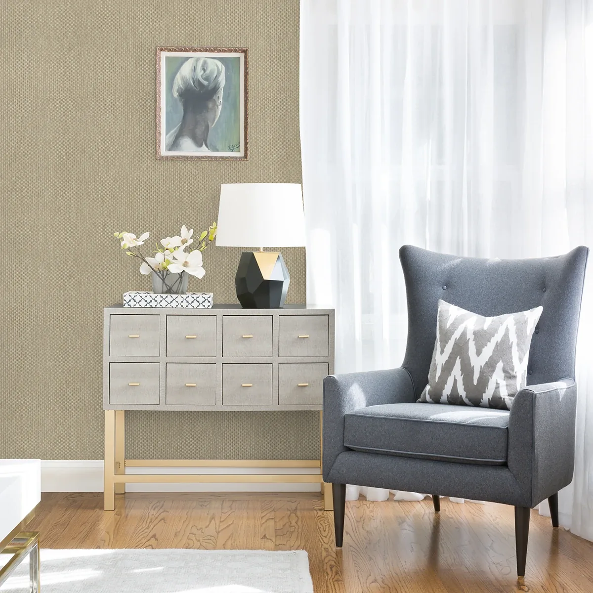 A-Street Prints Jia Taupe Paper Weave Grasscloth Wallpaper - SKU 2972-86140