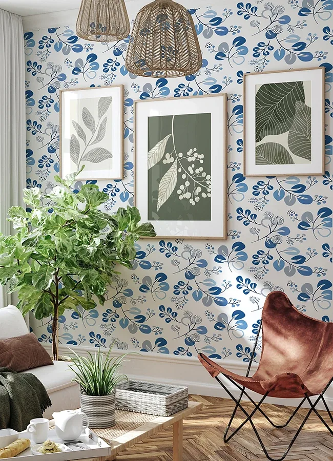 A-Street Prints Jonah Blue Leaf Trail Wallpaper - SKU 4066-26566