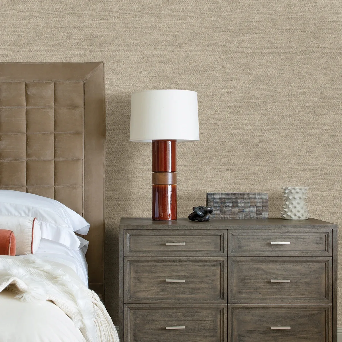A-Street Prints Jordan Beige Faux Tweed Wallpaper - SKU 2971-86353