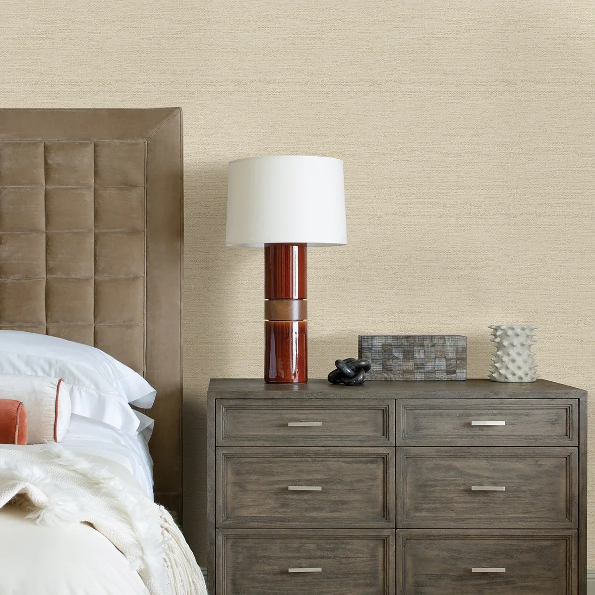 A-Street Prints Jordan Cream Faux Tweed Wallpaper - SKU 2971-86355