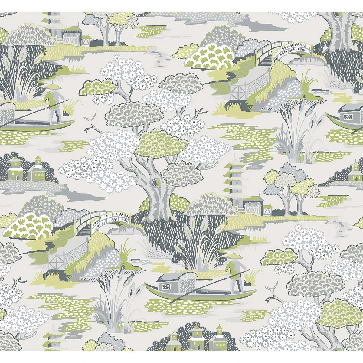 A-Street Prints Joy De Vie Green Toile Wallpaper - SKU 2901-87508