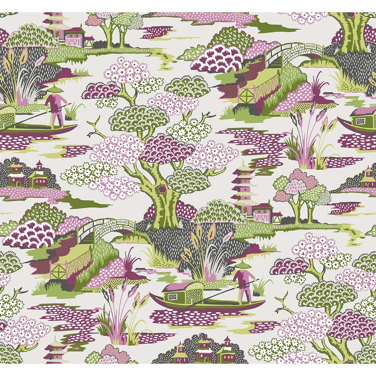A-Street Prints Joy De Vie Magenta Toile Wallpaper - SKU 2901-87506