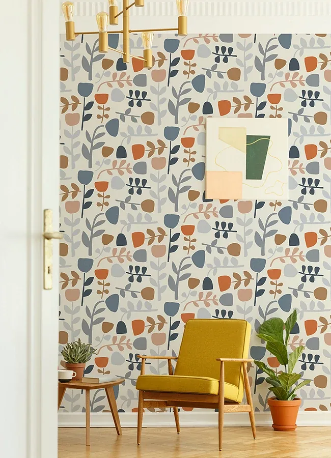 A-Street Prints Juni Orange Abstract Tulips Wallpaper - SKU 4066-26535