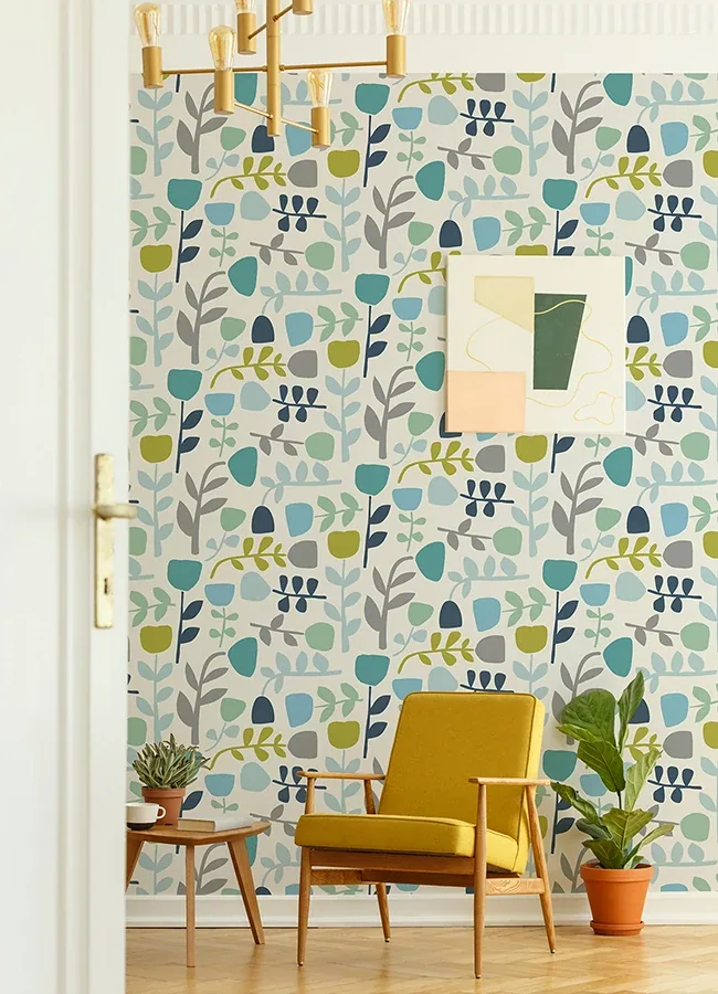 A-Street Prints Juni Teal Abstract Tulips Wallpaper - SKU 4066-26536