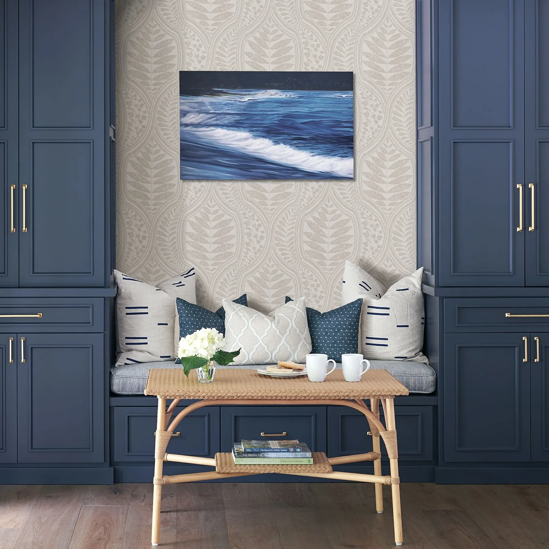 A-Street Prints Juno Beige Ogee Wallpaper - SKU 2964-25949