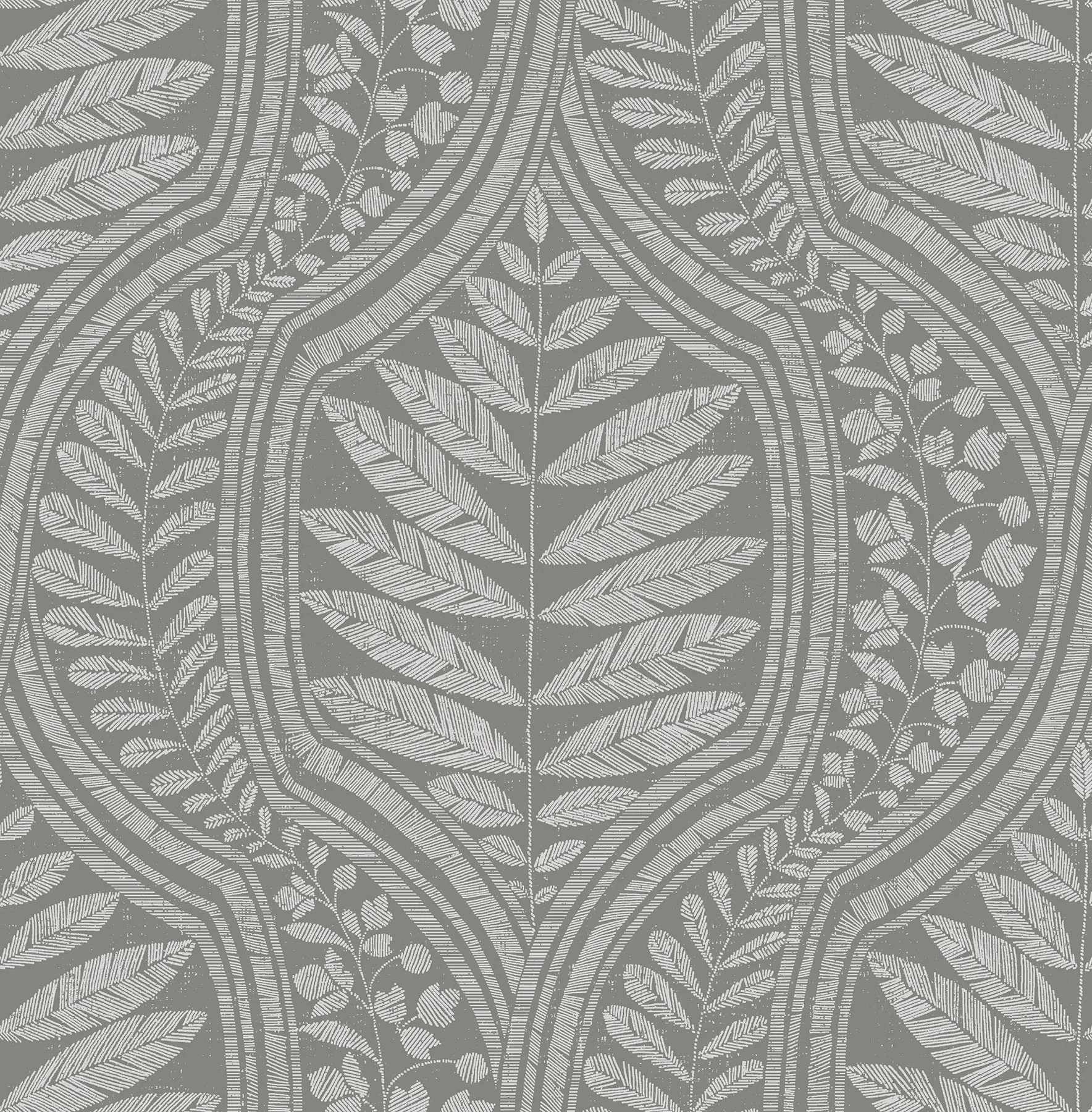 2964-25951 | Juno Dark Grey Grey Ogee Wallpaper