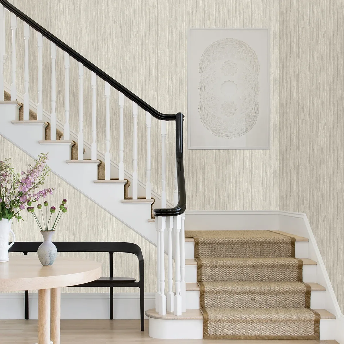 A-Street Prints Justina Cream Faux Grasscloth Wallpaper - SKU 2971-86340