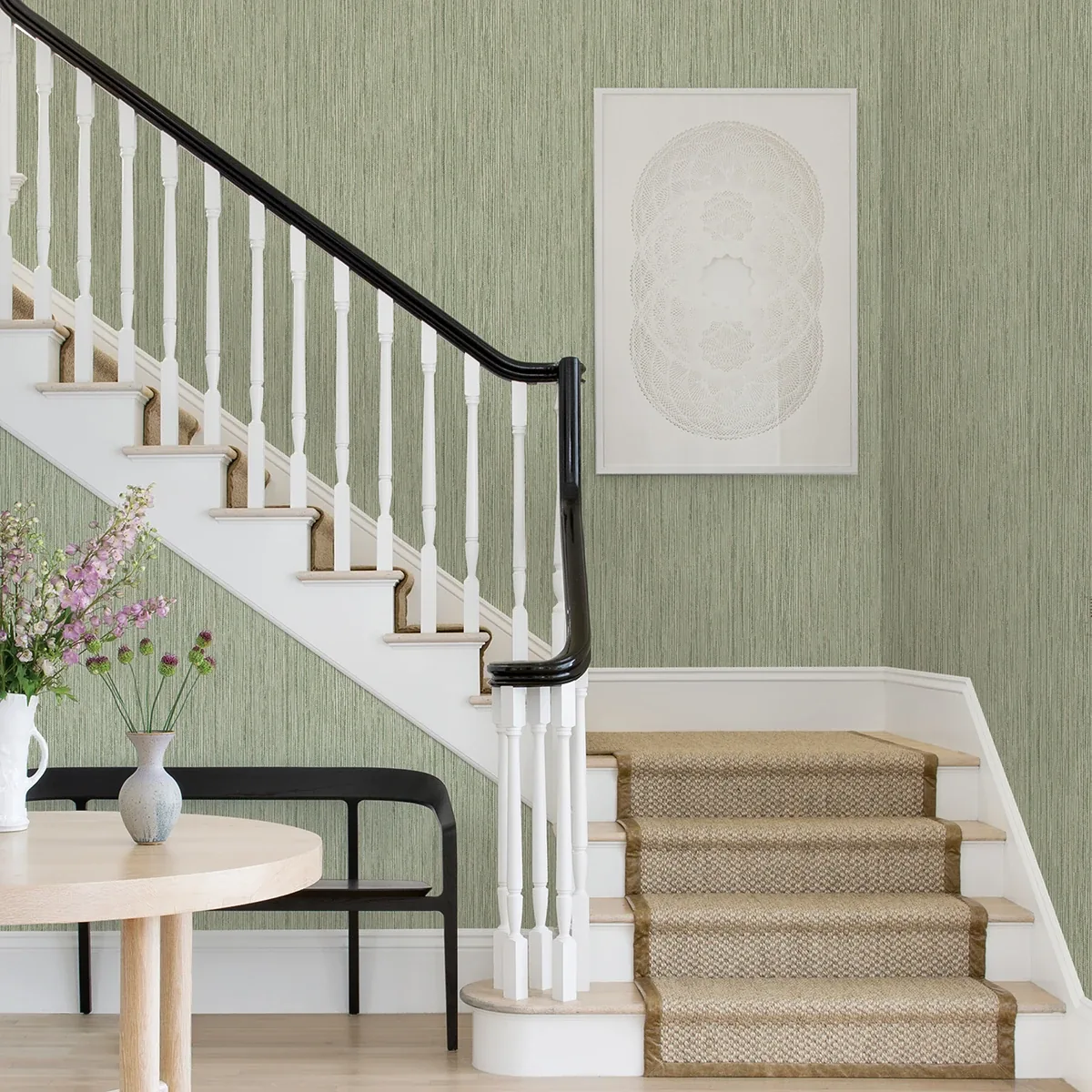 A-Street Prints Justina Green Faux Grasscloth Wallpaper - SKU 2971-86344